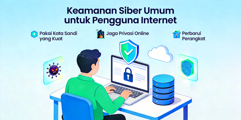 Ilustrasi konsep keamanan siber umum untuk pengguna internet