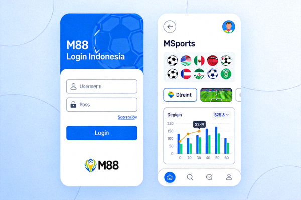 Ilustrasi antarmuka M88 Login Indonesia dan fitur MSports