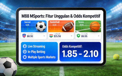 Tampilan fitur M88 MSports dengan odds kompetitif