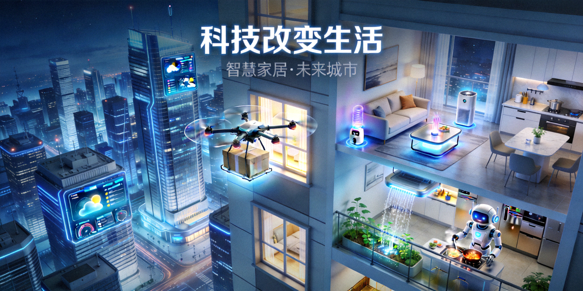 科技改变生活 - 展示未来城市与智能家居的融合场景