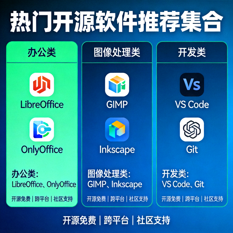 热门开源软件推荐集合 - 涵盖办公、图像处理、开发等类别